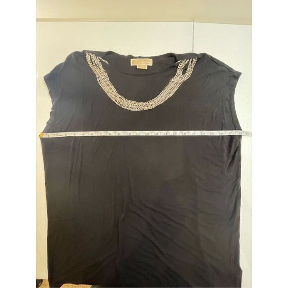 Michael Michael women’s 1X black sleeveless blouse with built in necklace - Picture 3 of 7